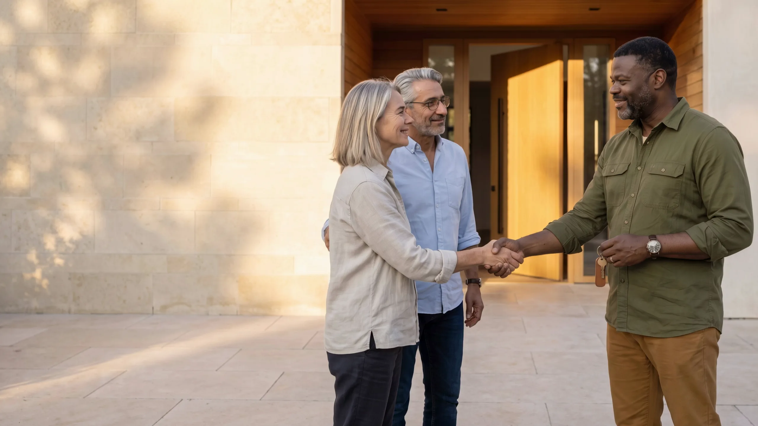 At the open oak door of their finished limestone house, Jonas Oduya puts the key in Elin Haas's hand.